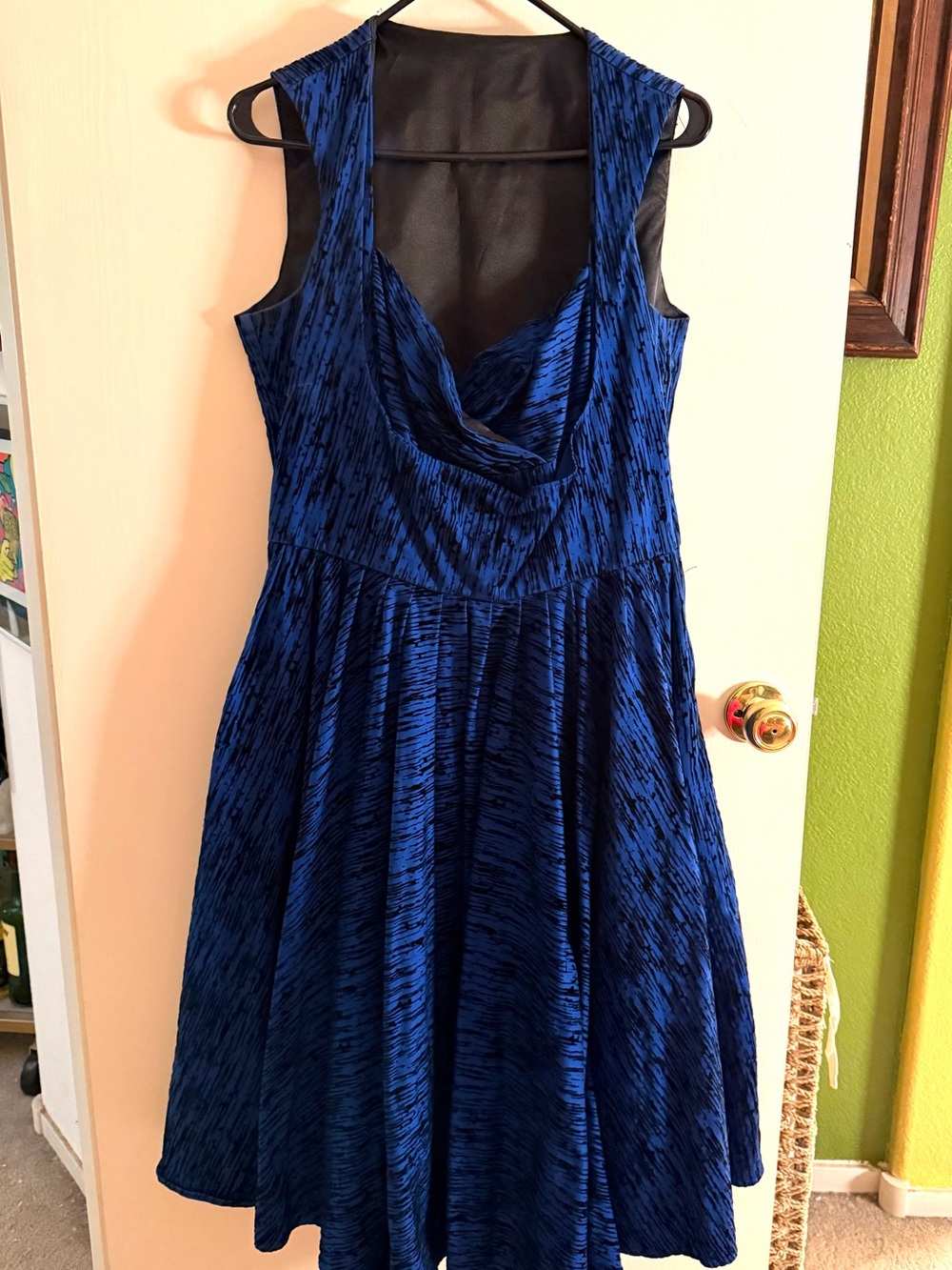 Pinup Couture PUG Royal Blue Flocked Velvet Grace Dress